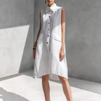 Casual Loose Fit Midi Dress for Women (Multi-Color)