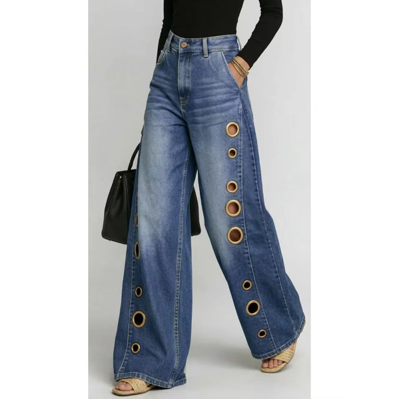 Women High Waist Wide Leg Jeans