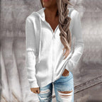 Women's Ribbed Open‑Front Hooded Knit Cardigan