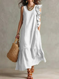 New Irregular Ruffled Sleeveless Women'S Dress
