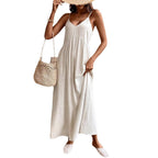 Casual Relaxed Fit Sleeveless Linen Midi Maxi Dress