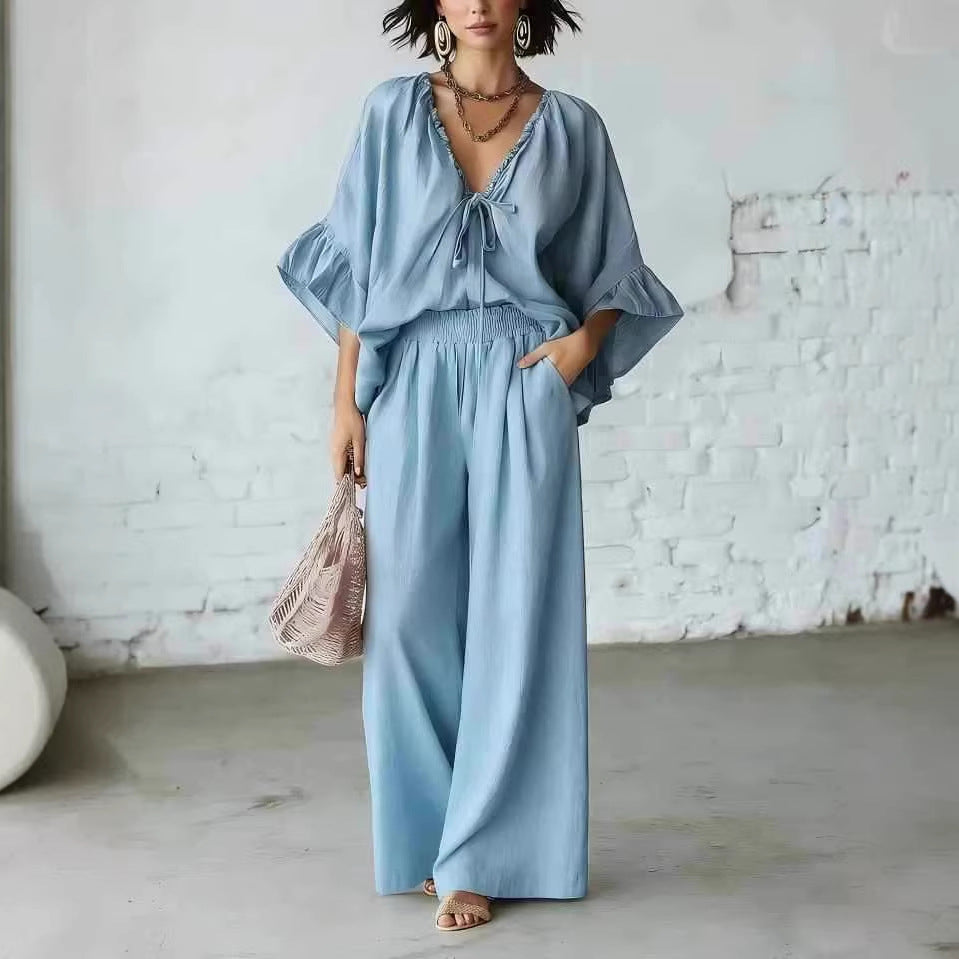 Linen Blend Vacation Two Piece Matching Set