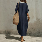 New Casual Bohemian Style Deep V-Neck Long Skirt