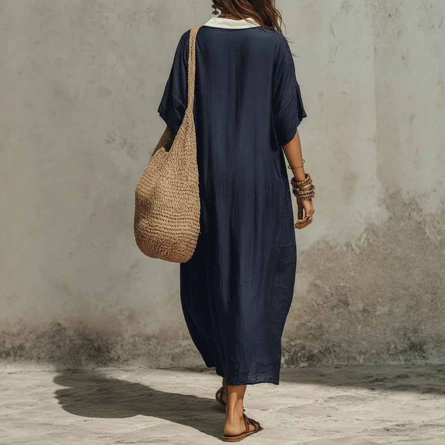 New Casual Bohemian Style Deep V-Neck Long Skirt