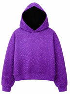 Sparkle Rhinestone Long Sleeve Drawstring Hooded Sweatshirt