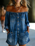 Effortlessly Cool Off-Shoulder Denim Romper