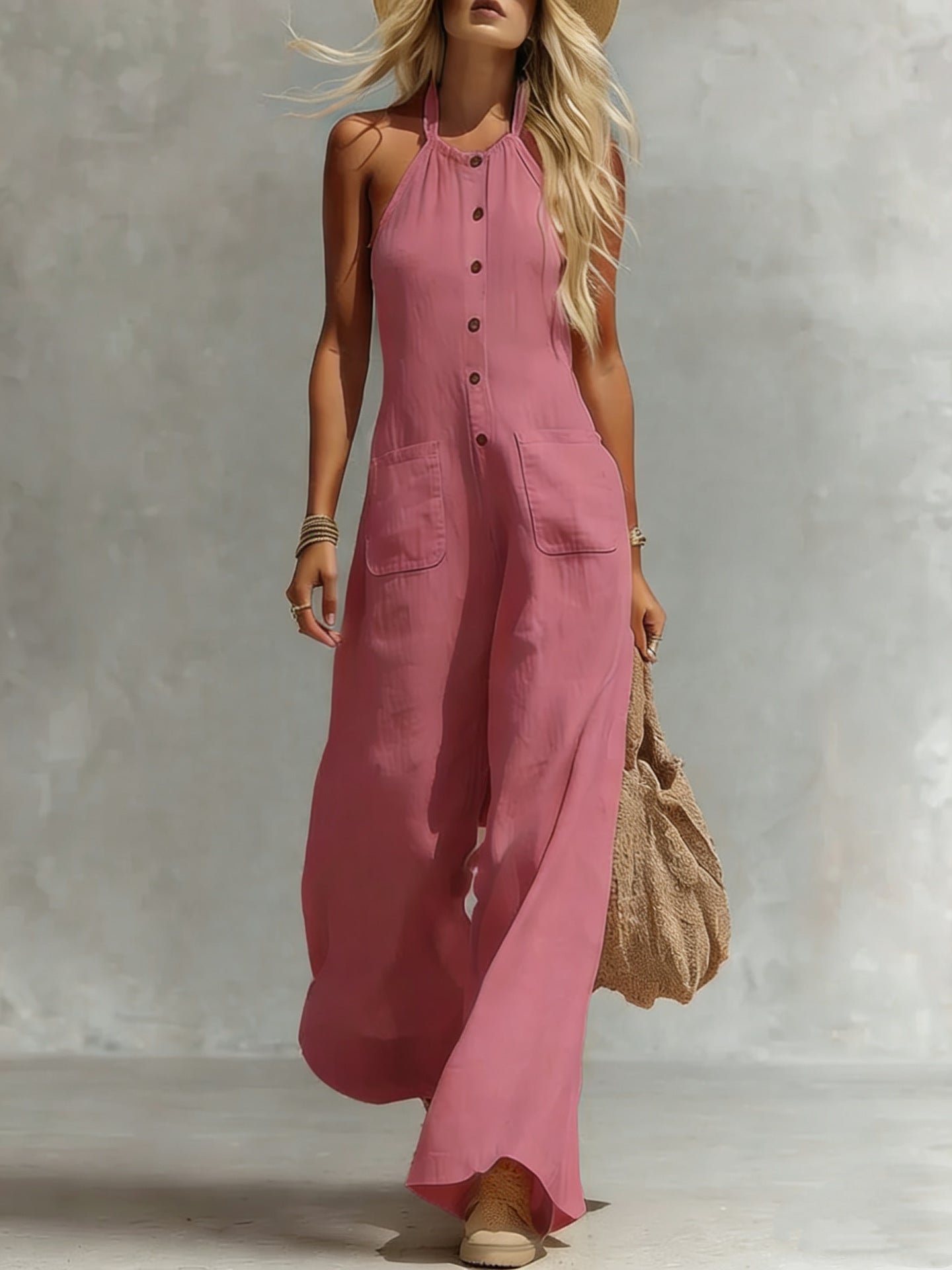 Breezy Halter Wide-Leg Jumpsuit