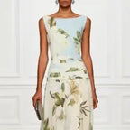 Vintage Lily Floral Color Block Maxi Gown