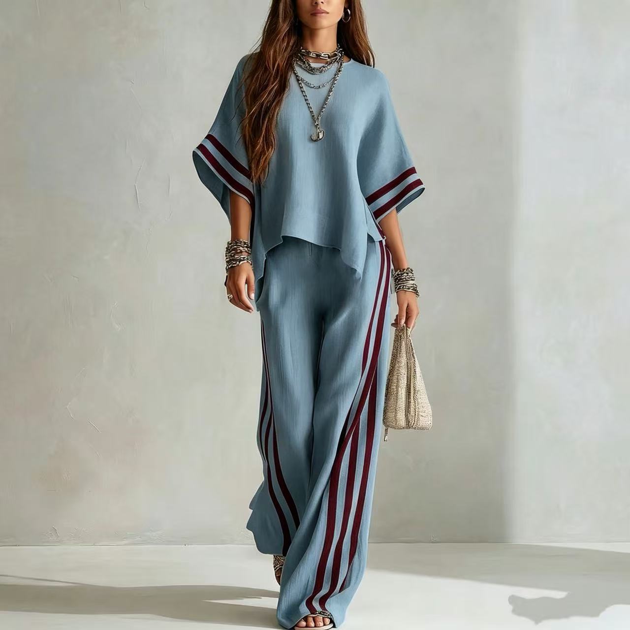 Striped Linen-Blend Two-Piece Set