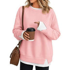 Women’s Oversized Contrast Rib Cuff Layered Look Pullover