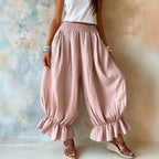 Crinkled Textured Balloon Harem Pants