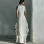 Sleeveless Ruffled Linen Maxi Dress