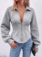 Women's Fitted Curved Hem Raglan Sleeve Corset Sweatshirt Top