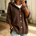 Hooded Button Front Chunky Knit Cardigan