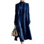 Elegant Oversized Notched Collar Maxi Wool Coat