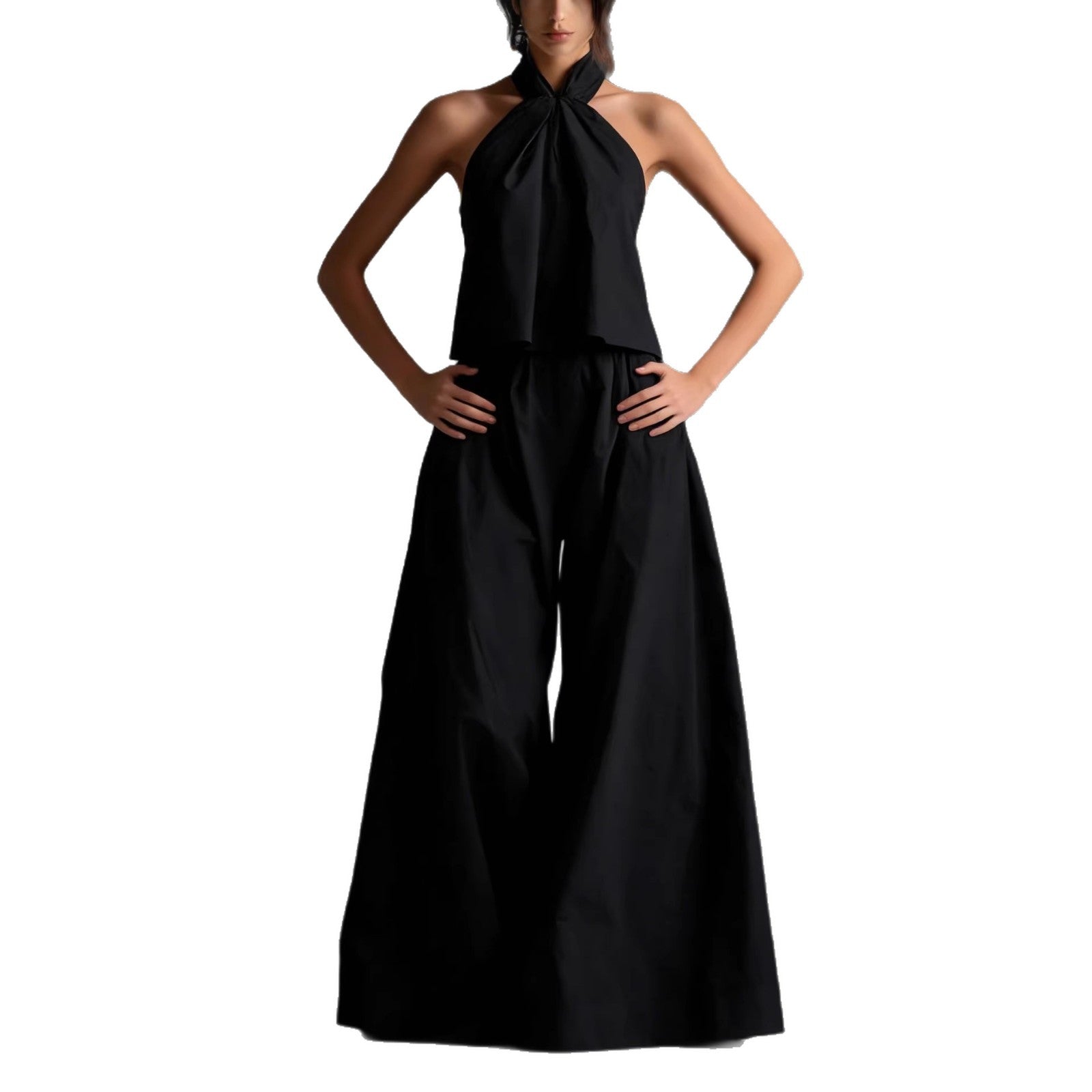 Halter Neck Wide-Leg Two-Piece Formal Set