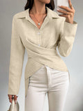 Multi‑Way Wrap‑Tie Long‑Sleeve Linen Blend Shirt