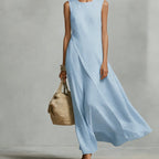 Sleeveless Asymmetrical Linen Maxi Dress