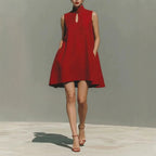Modern Qipao-Inspired Linen Shift Dress