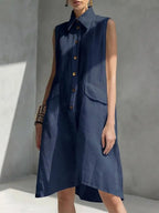 Casual Loose Fit Midi Dress for Women (Multi-Color)