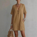 Summer V-Neck Loose Casual Independent New Fashion Dress
