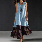 High-Low Tunic Top & Sheer Layered Wide Leg Pants