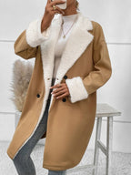 Women's Fleece Collar & Cuff Mid-Length Wool Blend Coat