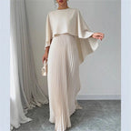 Women'S Cape Overlay Pleated Maxi Dress