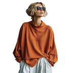 Waffle-Knit Oversized Cowl Neck Top