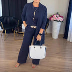 Women's Solid Color Round Neck Long-Sleeved 3-Piece Set