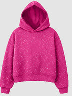 Sparkle Rhinestone Long Sleeve Drawstring Hooded Sweatshirt