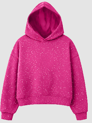 Sparkle Rhinestone Long Sleeve Drawstring Hooded Sweatshirt