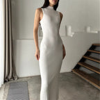 Ribbed Knitted Sleeveless Bodycon Maxi Dress