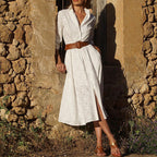 New Autumn Button Shirt Dress Women Long Sleeve With Belt