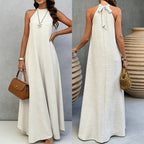 Halter Neck Tie-Back Maxi Dress