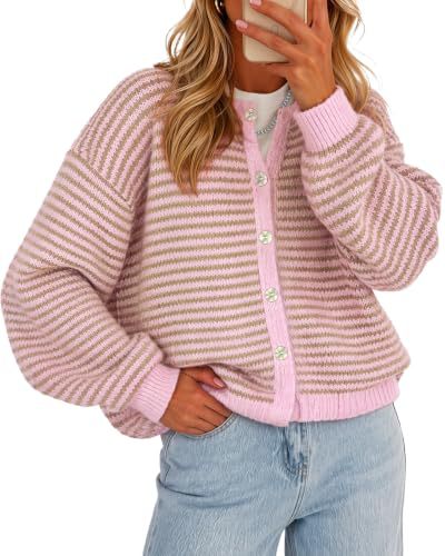 Striped Knit Button Cardigan