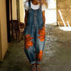 Effortless Boho Floral Denim Overalls for Women