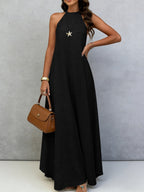 Halter Neck Tie-Back Maxi Dress