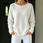 Relaxed Henley Knit Sweater