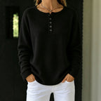Relaxed Henley Knit Sweater