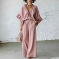 Linen Blend Vacation Two Piece Matching Set