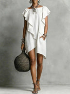 Elegant And Romantic Contrasting Color Ruffle Dress