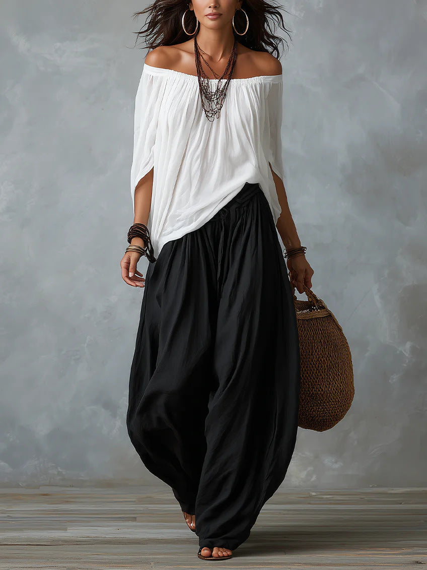 Drawstring Harem Pants Two Piece Set