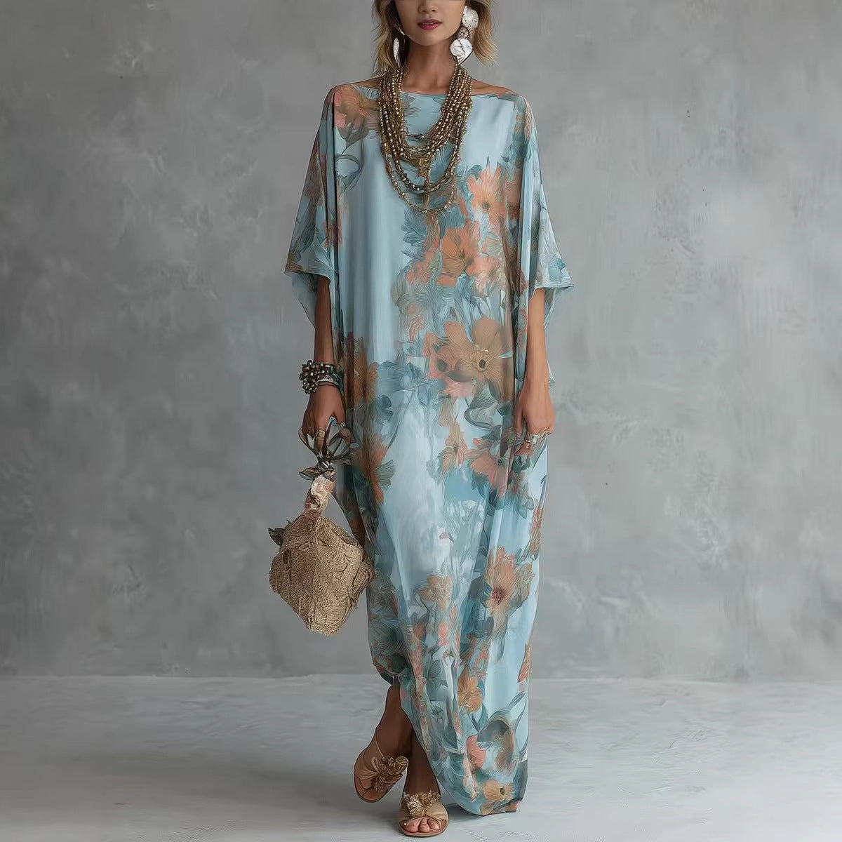 Bohemian Floral Print Fashion Long Dress