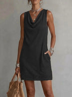 Women Hollow Out Knit Sleeveless Mini Dress