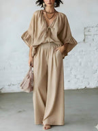 Linen Blend Vacation Two Piece Matching Set