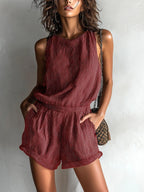 Effortless Pinstripe Sleeveless Romper