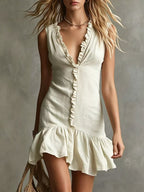 Sleeveless V-Neck Flowy Hem Casual Summer Dress