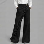 Ruffle Accent High-Waist Wide-Leg Jeans