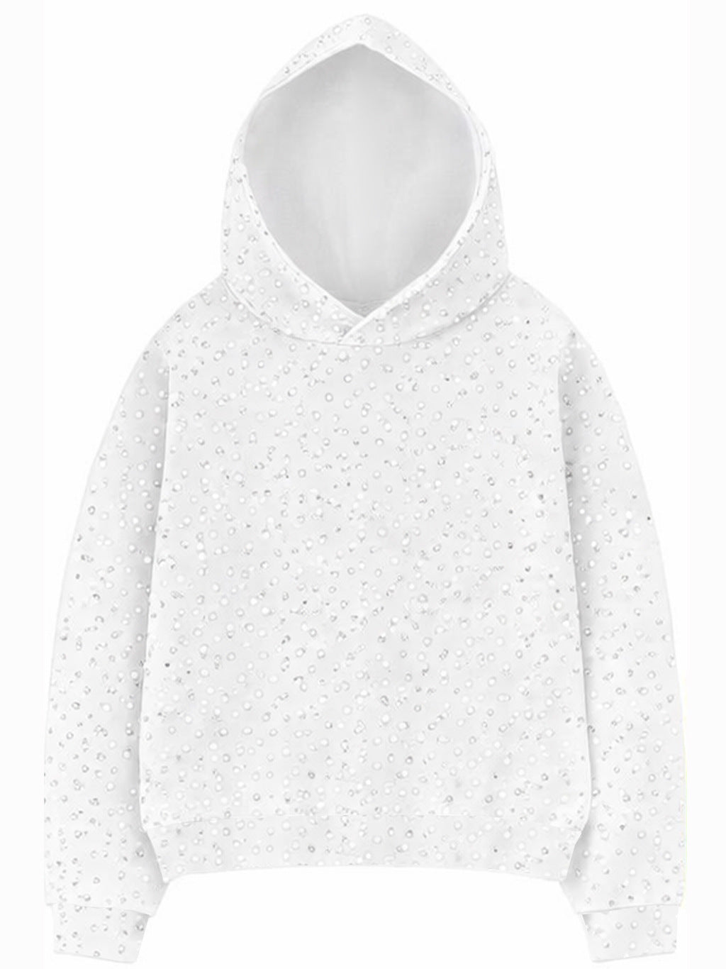 Sparkle Rhinestone Long Sleeve Drawstring Hooded Sweatshirt